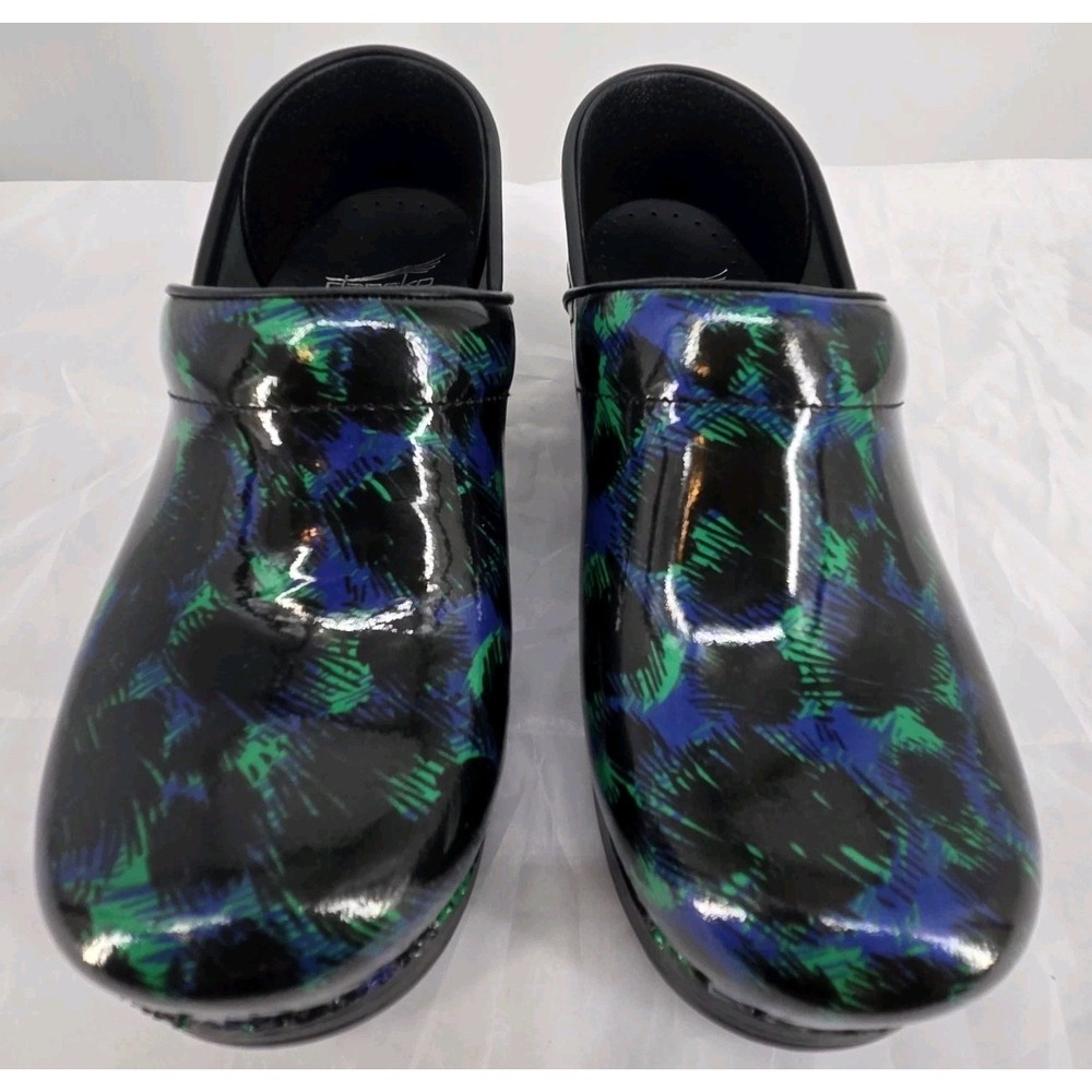 Dansko Womens Black Embossed Leather Professional Clogs Shoes  36